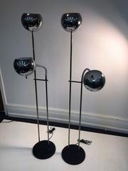 Pair of Robert Sonneman Chrome Ball Adjustable Floor Lamps