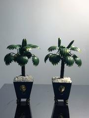 Interesting Italian Suite of Three Palm Tree Tole Candlestick/Decorative Pieces