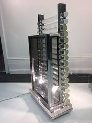 Amazing Art Deco Revival Pair of Italian Glass Rod and Chrome Table Lamps