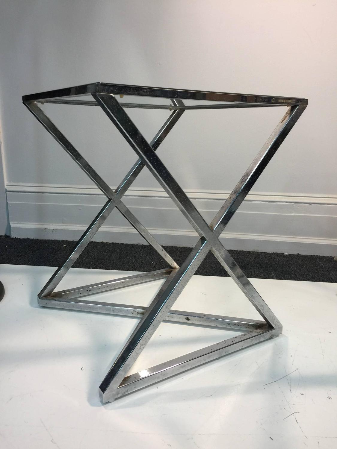 X Base Side Table - Chrome X Base Side Table At 1stdibs 