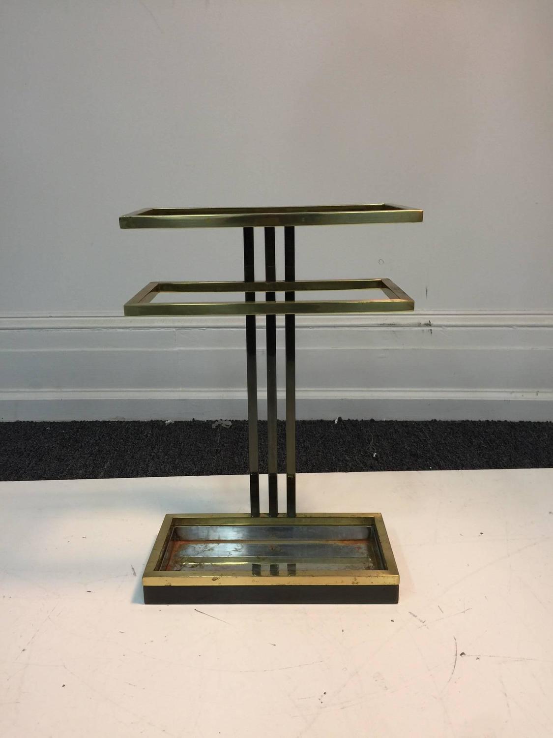Modern Umbrella Stand in Chrome and Brass For Sale at 1stdibs
