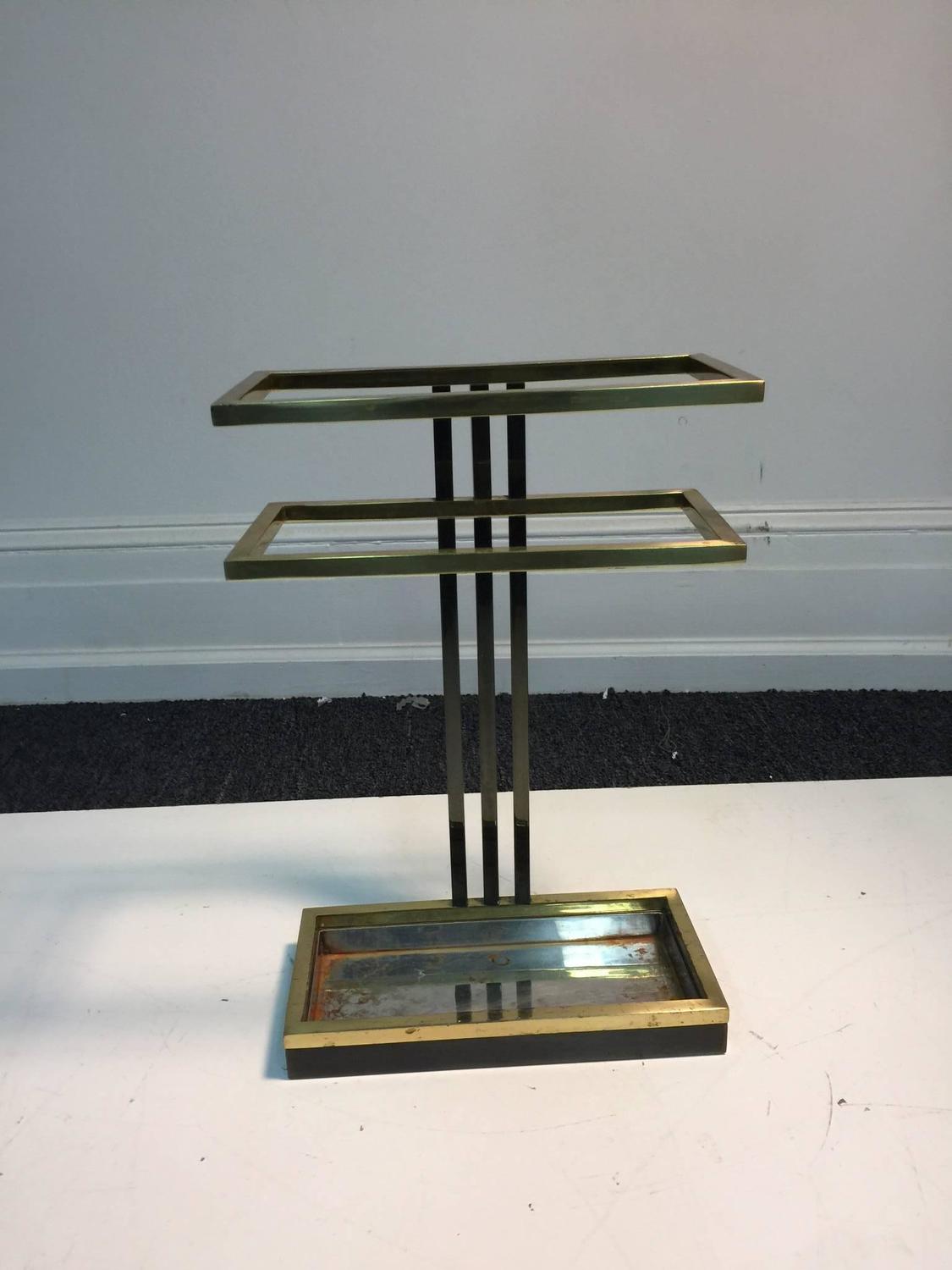 Modern Umbrella Stand in Chrome and Brass For Sale at 1stdibs