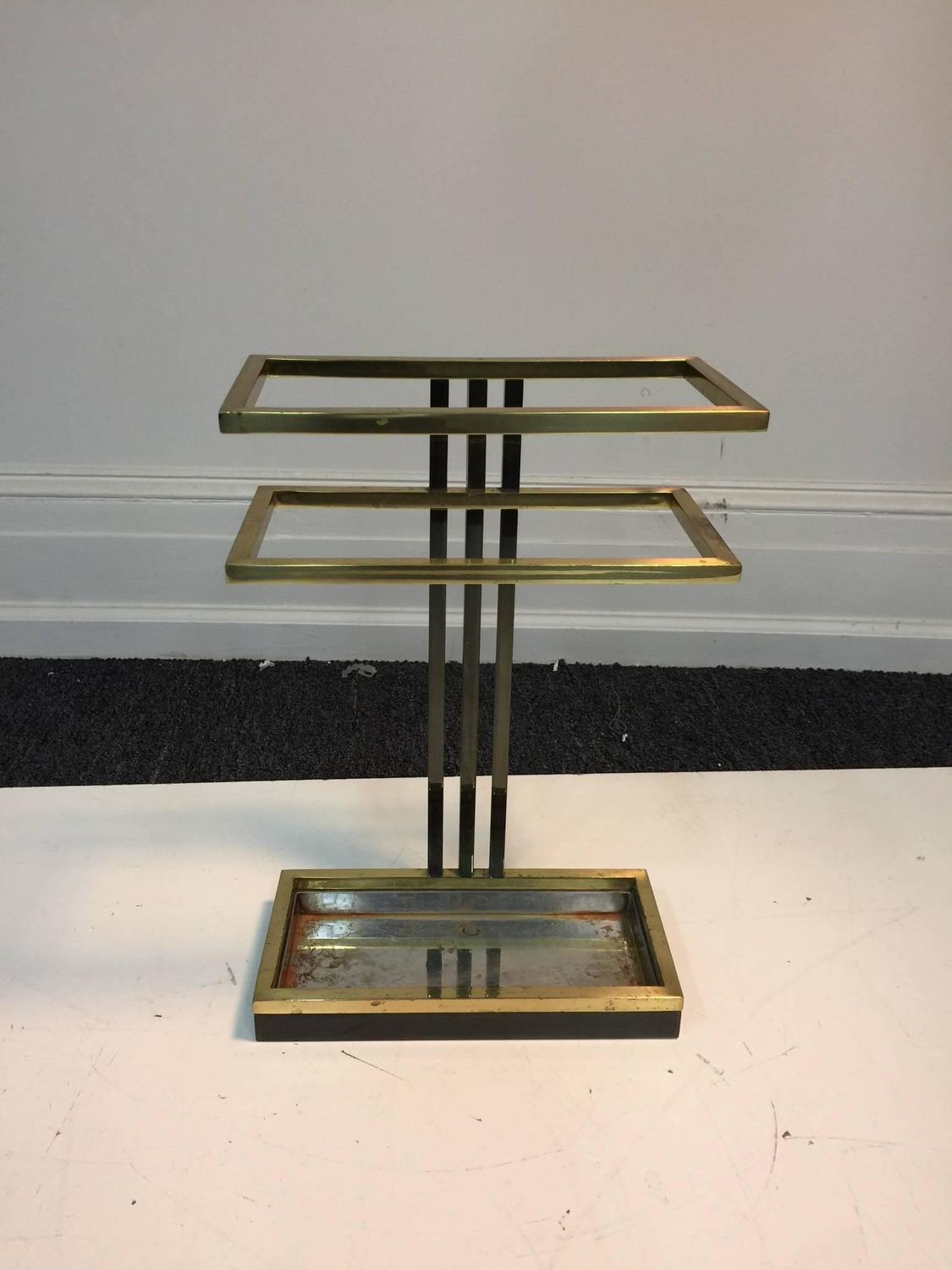 Modern Umbrella Stand in Chrome and Brass For Sale at 1stdibs
