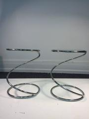 Magnificent Pair of Modernist Chrome Spiral Side Tables by Milo Baughman