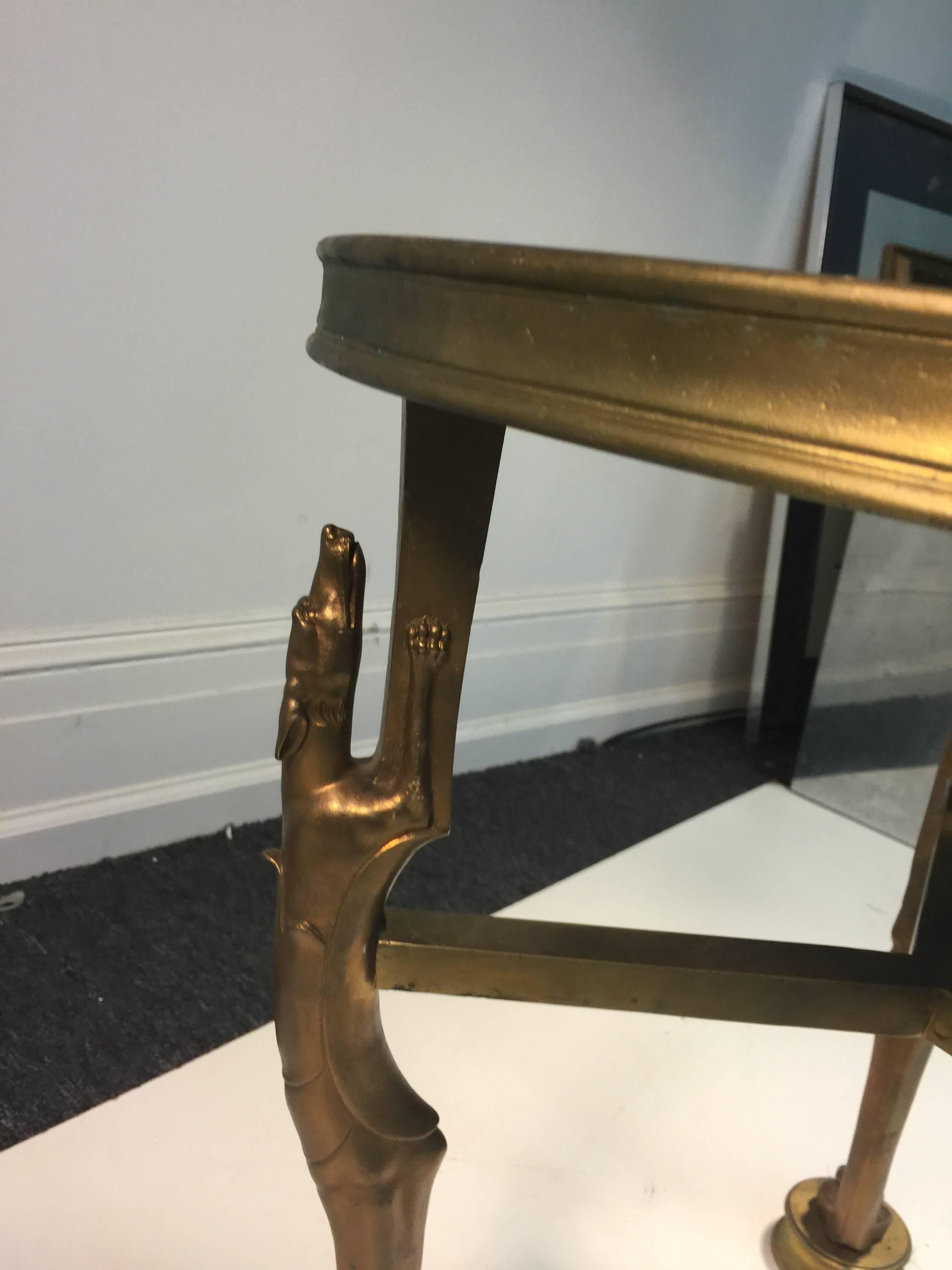 French Neoclassical Style Bronze Table with Panthers in the Manner of Cartier For Sale