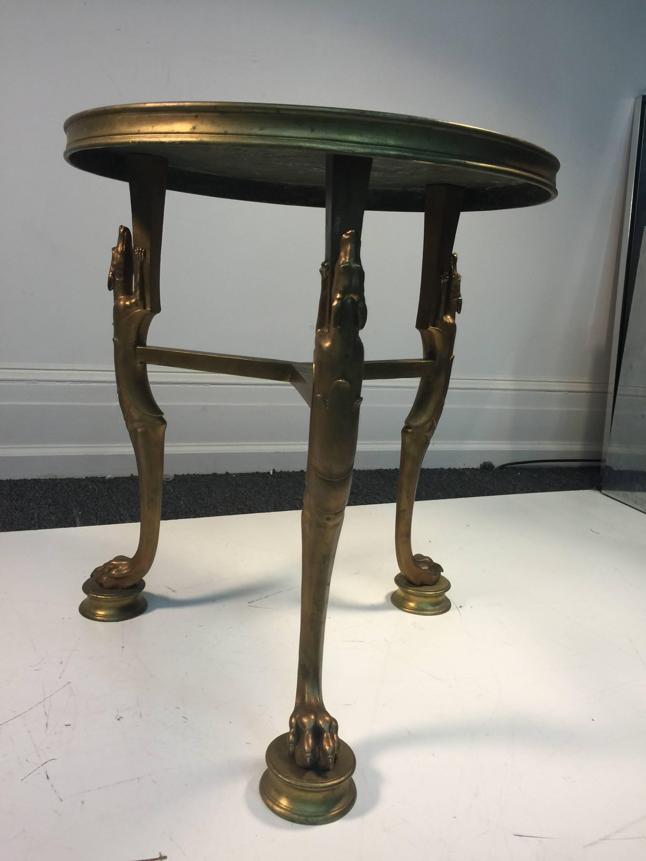 Mid-Century Modern Neoclassical Style Bronze Table with Panthers in the Manner of Cartier For Sale