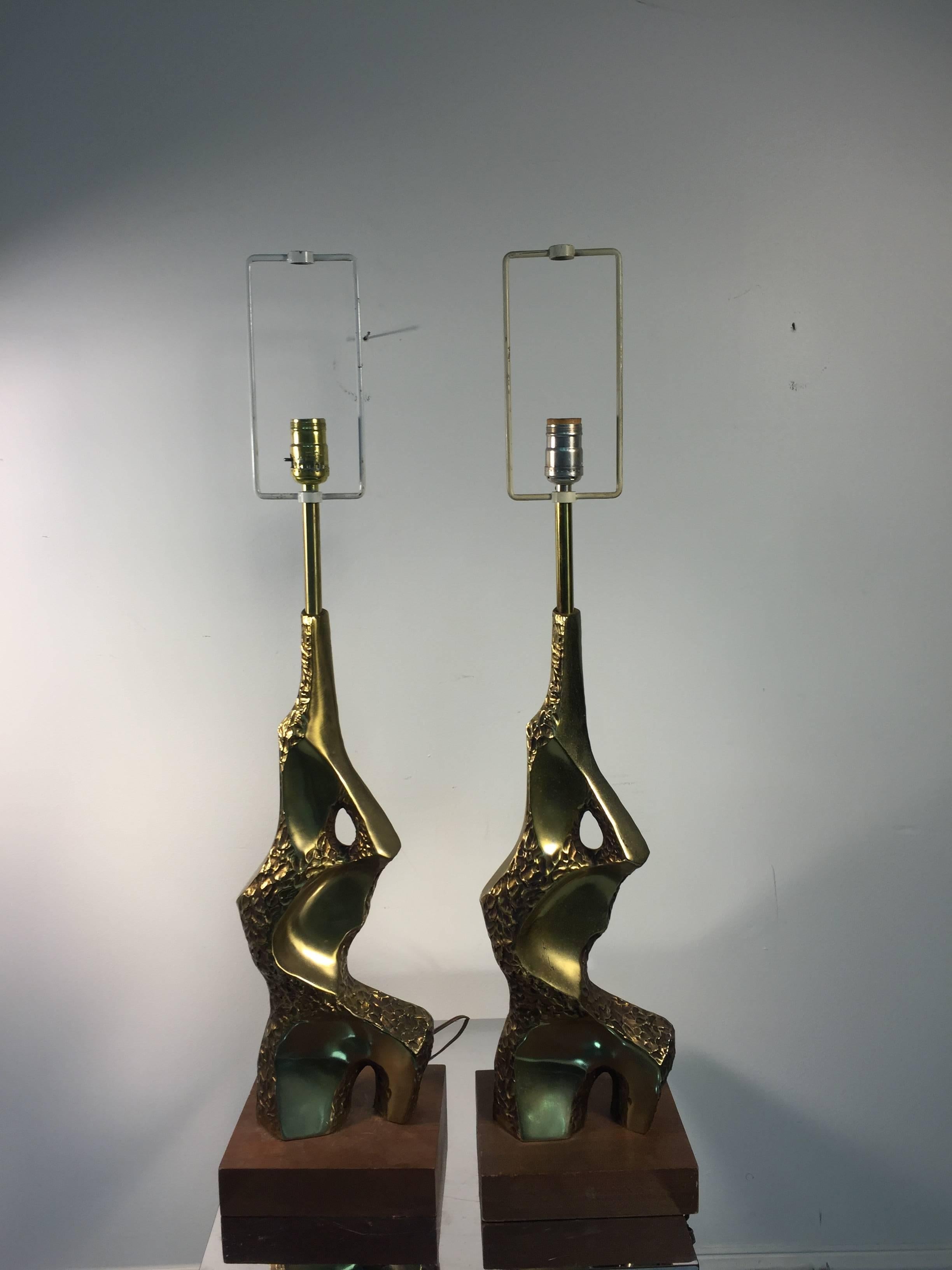 Modern Brutalist Pair of Maurizio Tempestini Table Lamps, circa 1970