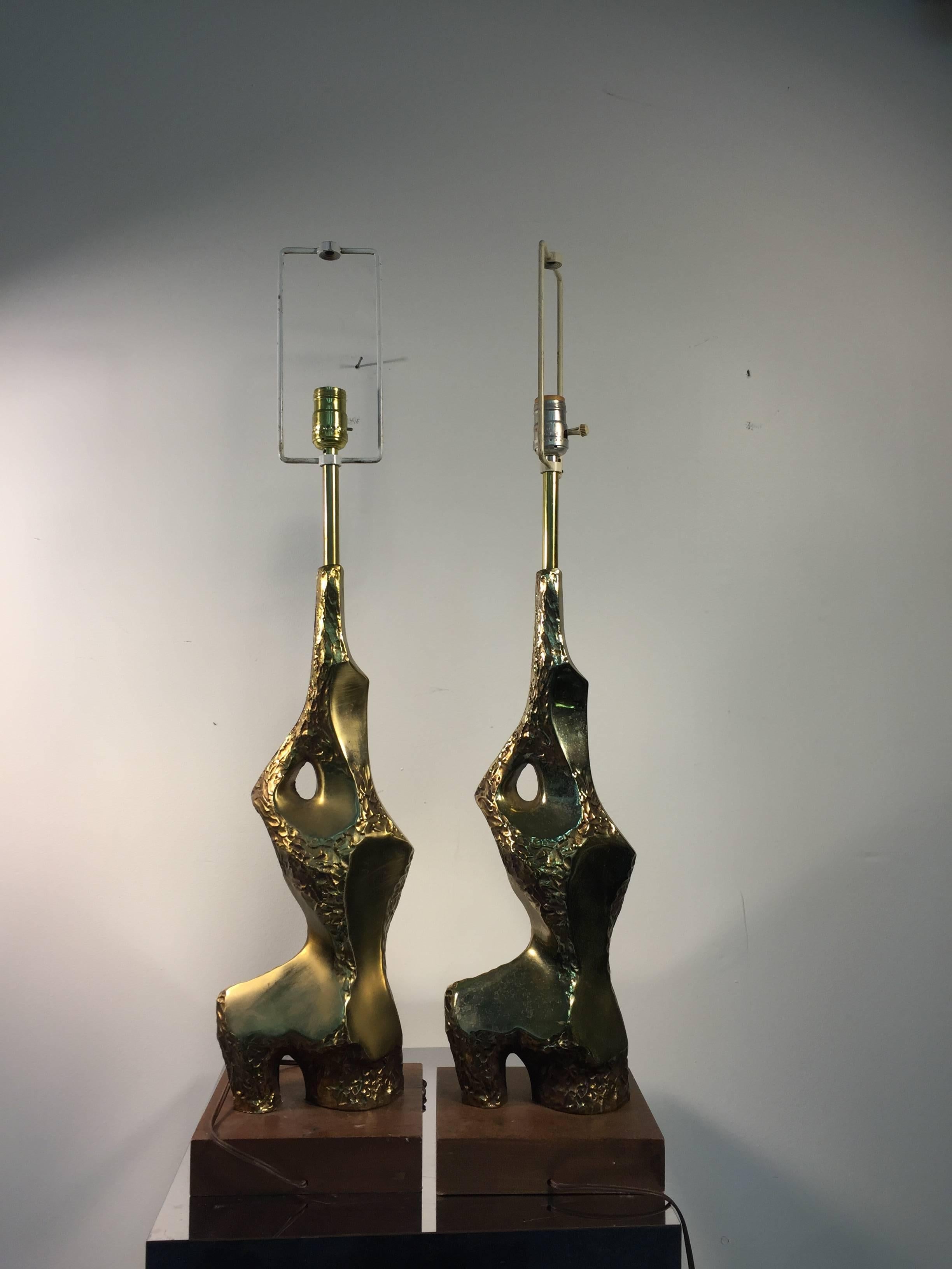 American Brutalist Pair of Maurizio Tempestini Table Lamps, circa 1970