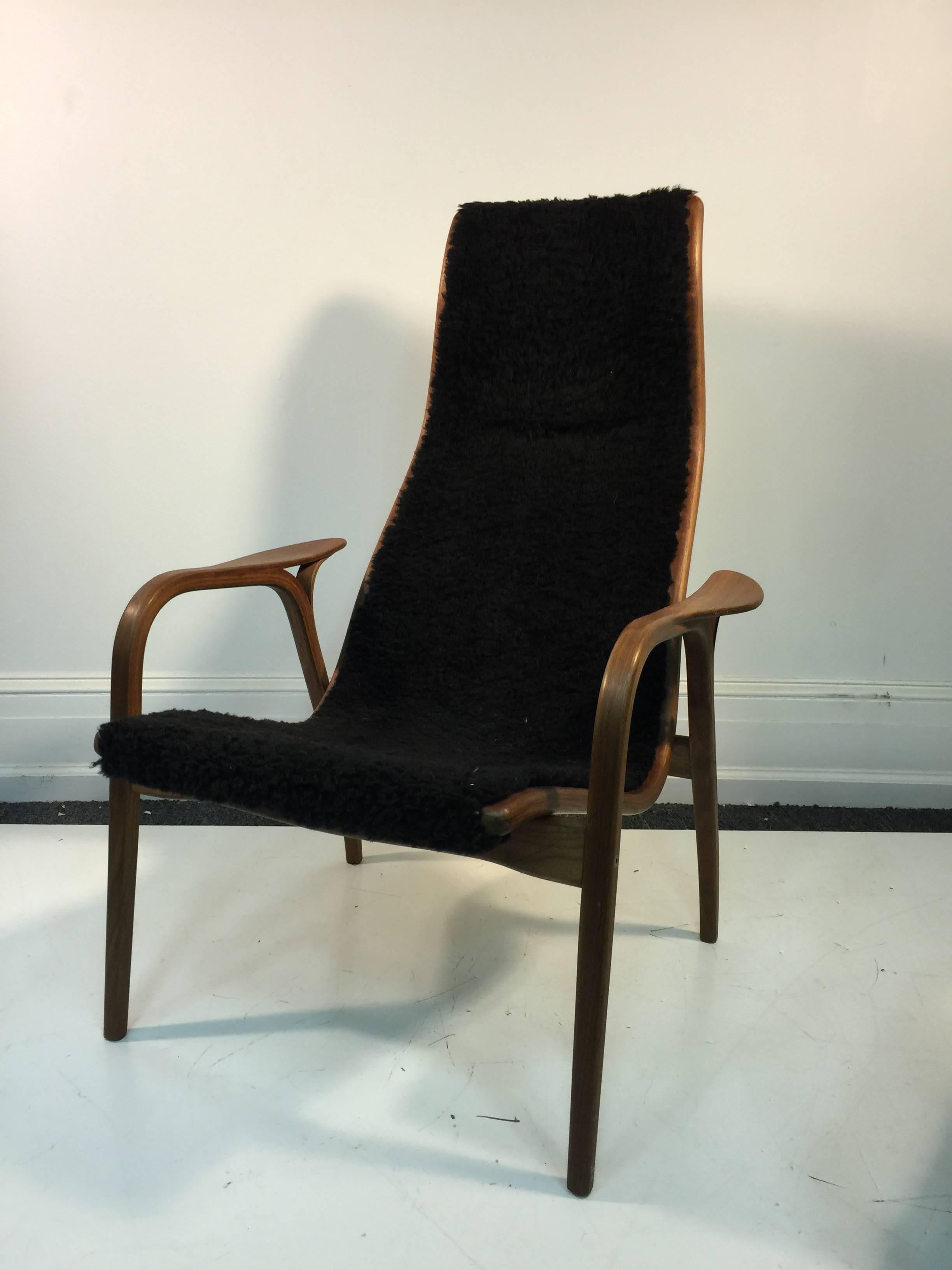 Swedish Scandinavian Modern Ystad Yngve Ekstrom Lamino Lounge Chair with Ottoman