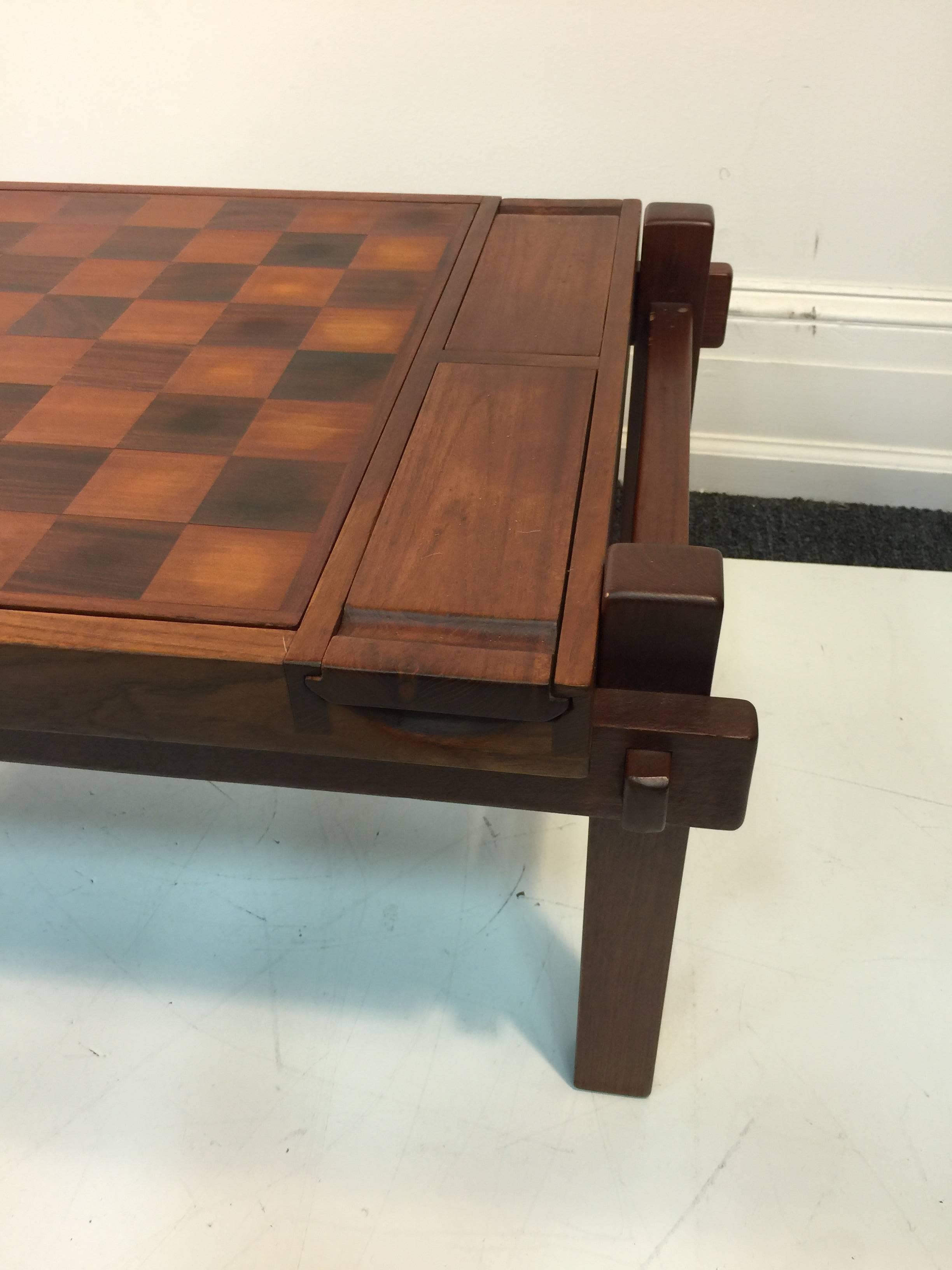 Fantastic Danish Modern Rosewood and Teak Game Table; Backgammon and Chess In Good Condition For Sale In Mount Penn, PA