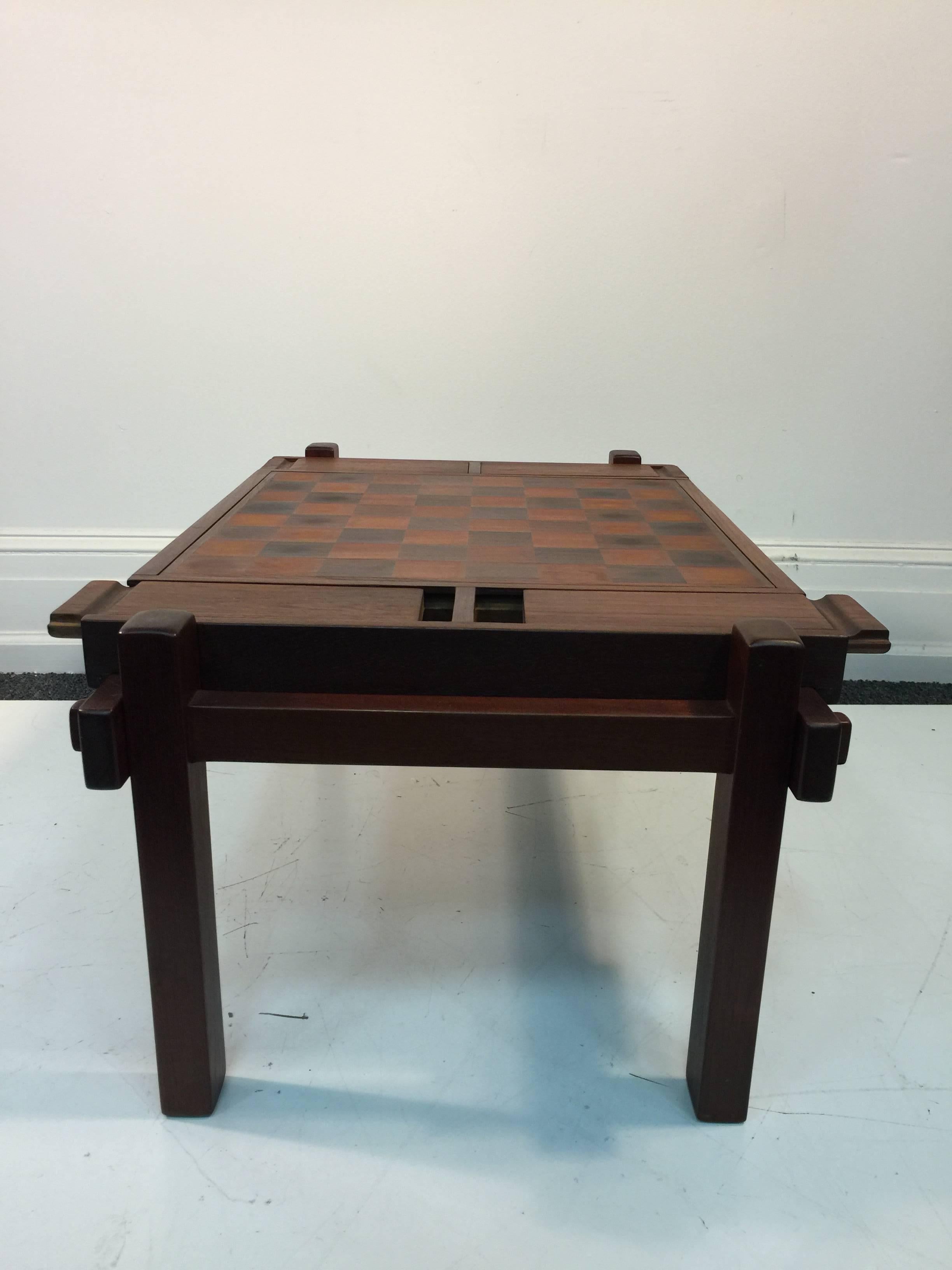 Scandinavian Modern Fantastic Danish Modern Rosewood and Teak Game Table; Backgammon and Chess For Sale