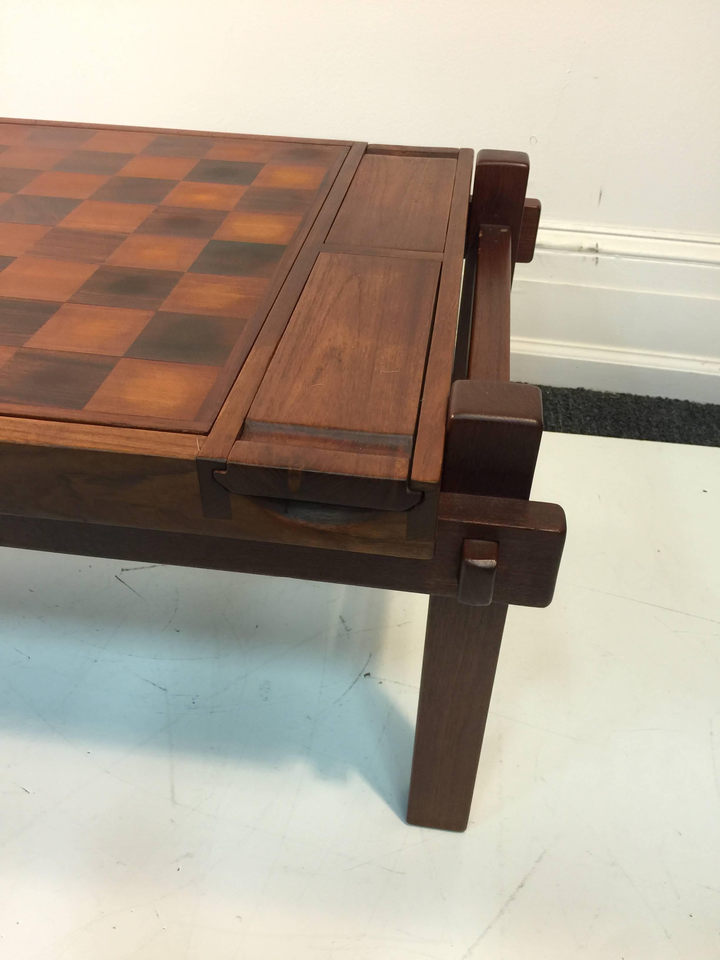 Fantastic Danish Modern Rosewood and Teak Game Table; Backgammon and Chess For Sale 2