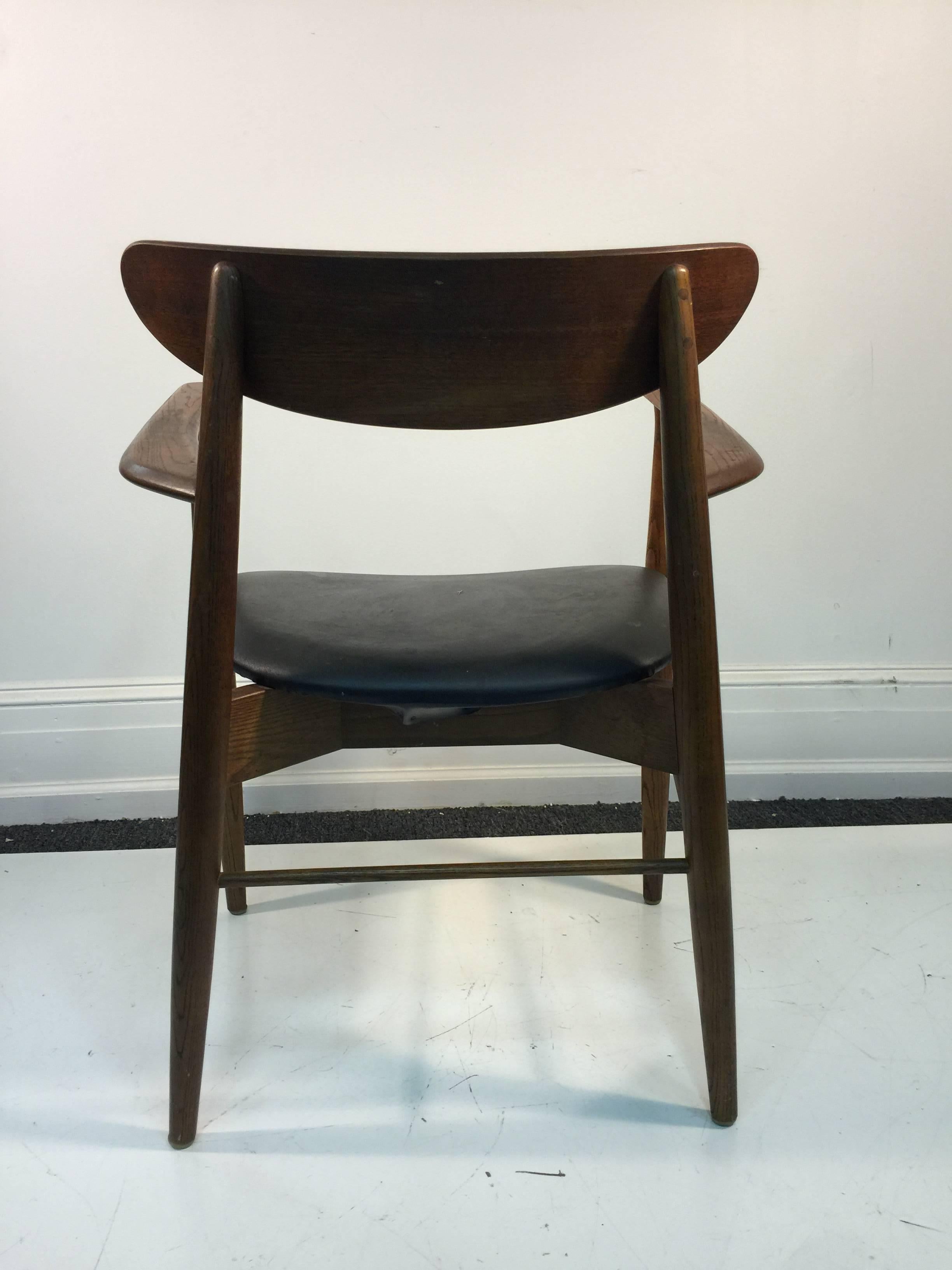 Danish Modern Armchair and Ottoman in the Manner of Hans Wegner In Good Condition For Sale In Mount Penn, PA