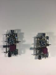 Brutalist Pair of Silver and Purple Cube Wall Sculptures in the Style of Evans