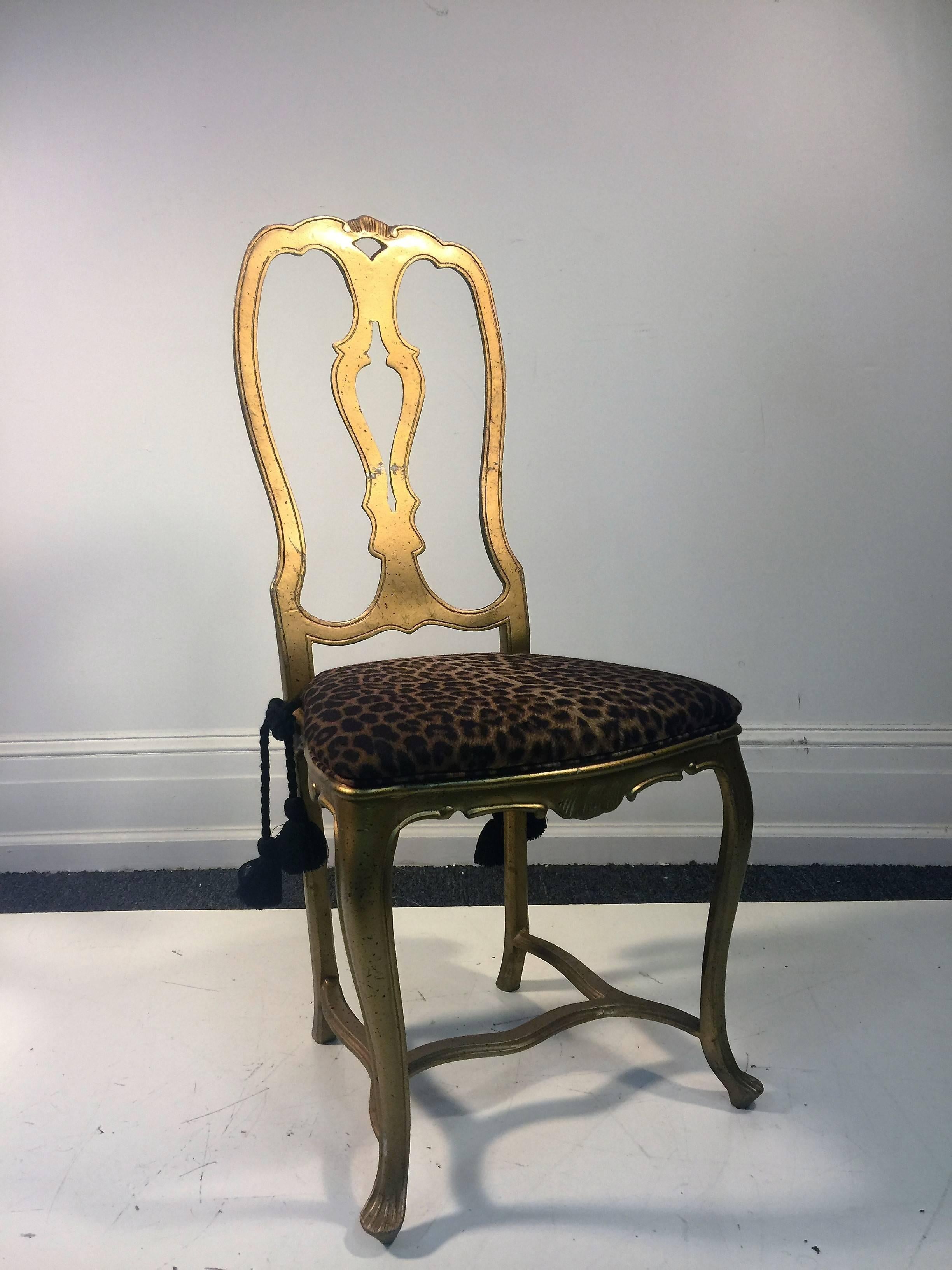 Late 20th Century Great Arthur Court Gilded Tiger Lily Dining Table with Four Chairs For Sale