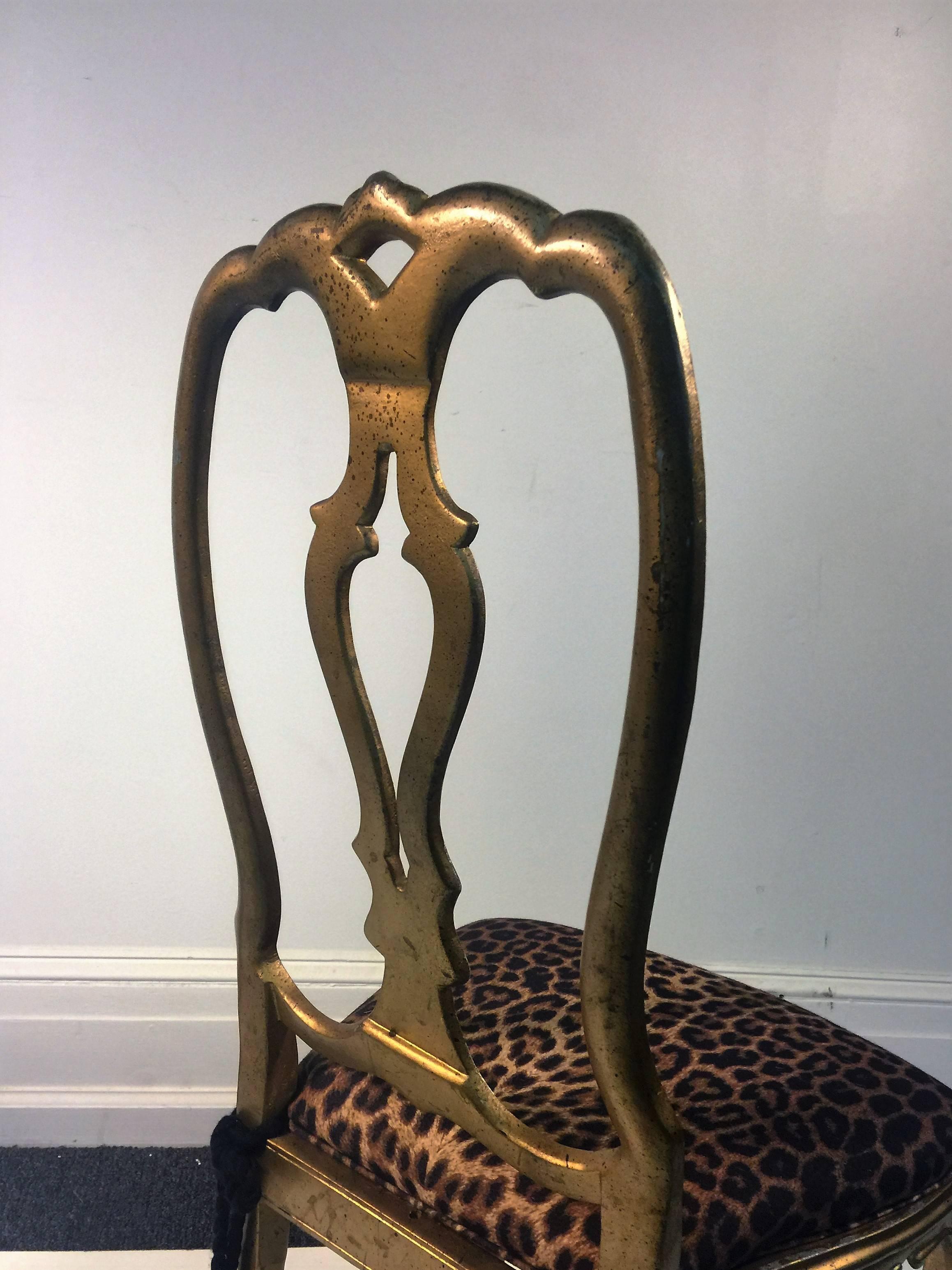 Aluminum Great Arthur Court Gilded Tiger Lily Dining Table with Four Chairs For Sale