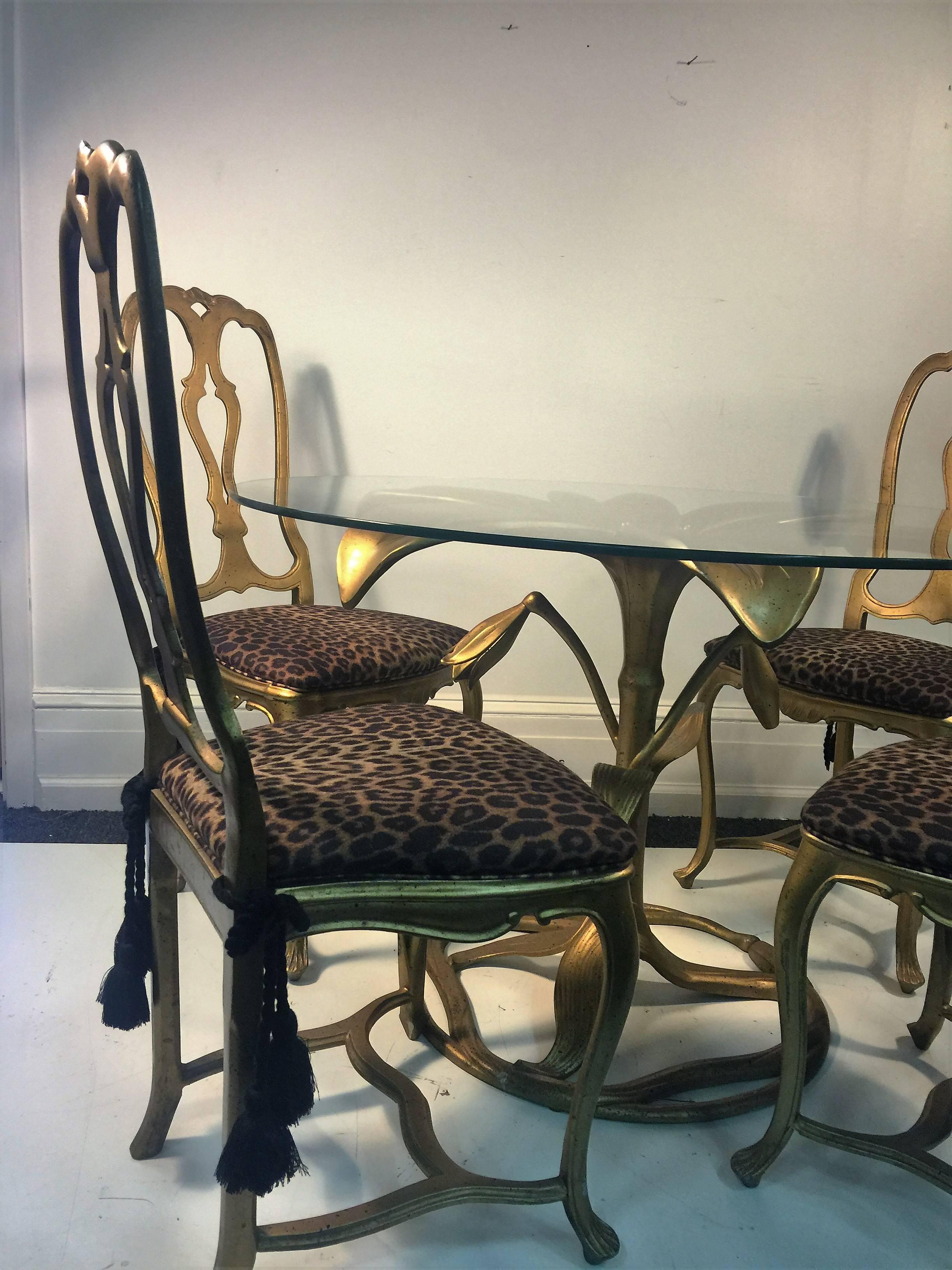Great Arthur Court Gilded Tiger Lily Dining Table with Four Chairs For Sale 1