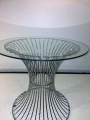 Great Warren Platner Chromed Cage Pedestal Form Table