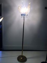 Magnificent Venini Gold Dusted Murano Glass Leaf Floor Lamp