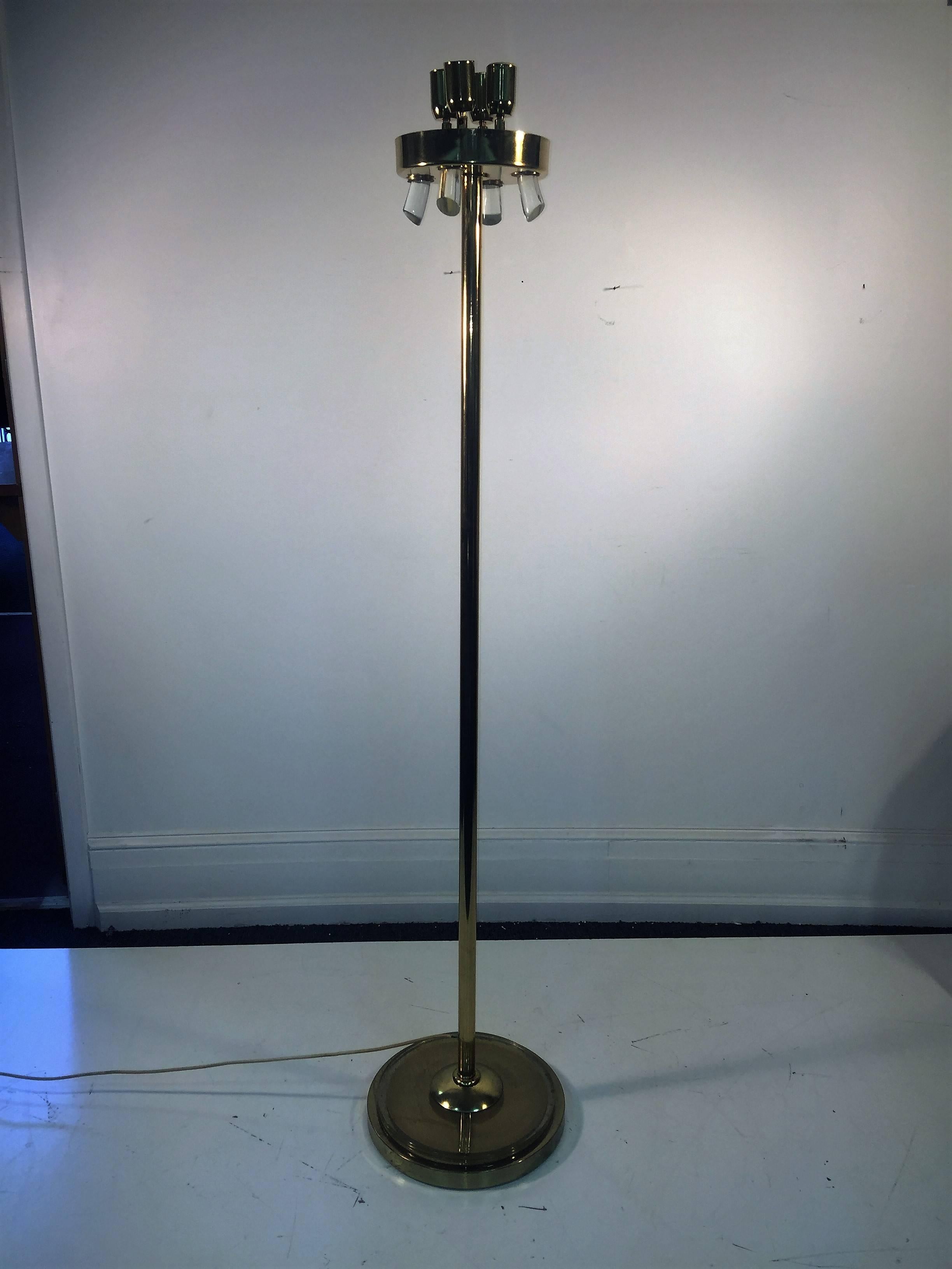 Italian Magnificent Venini Gold Dusted Murano Glass Leaf Floor Lamp For Sale