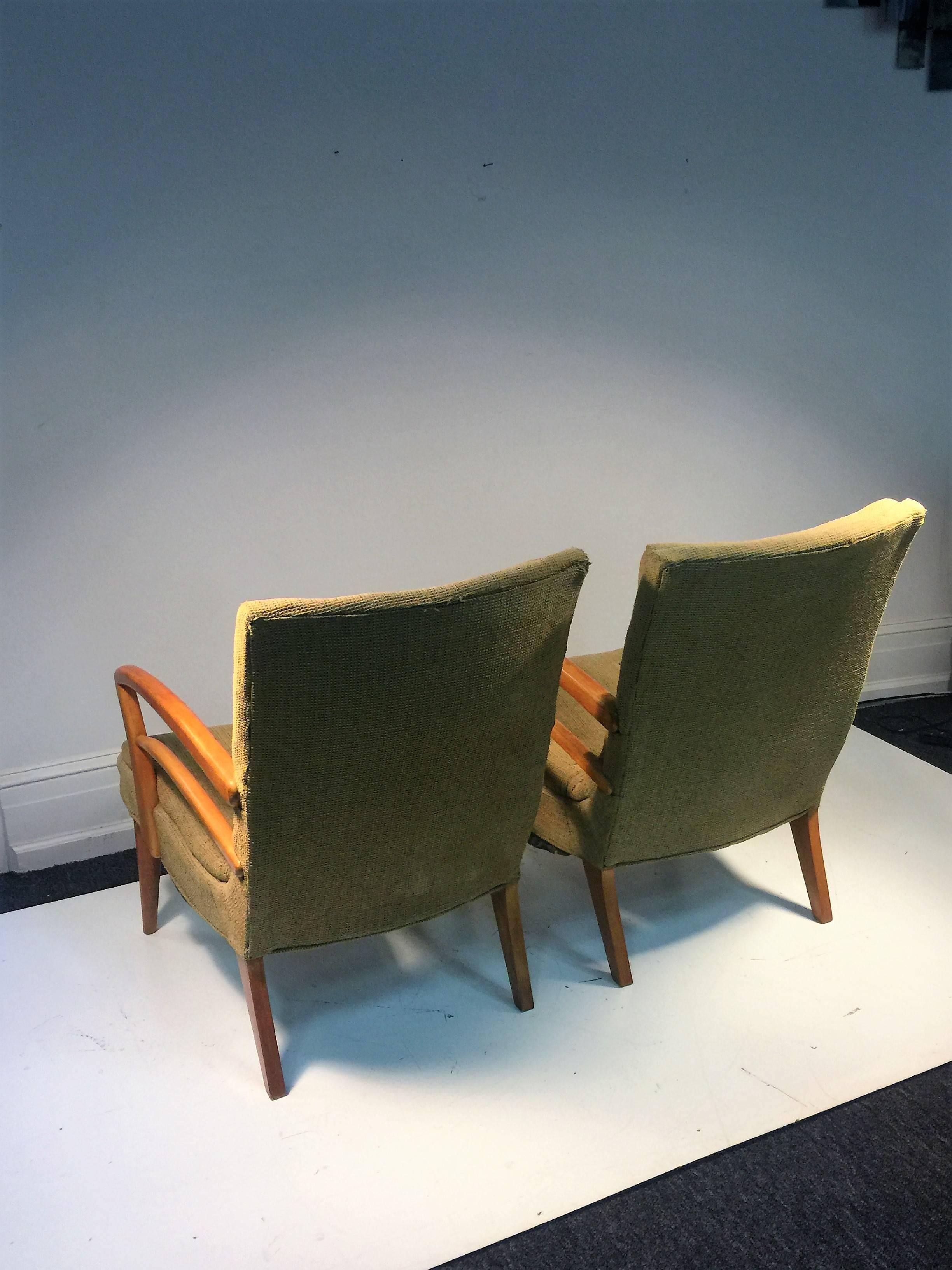 American  Modernist Art Deco Pair of KEM Weber Lounge Chairs For Sale