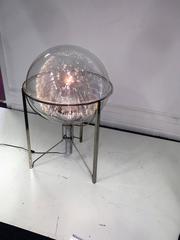 Rotating Changing Color Spectrum Optic Fiber Plexiglass Sphere on Modernist Base