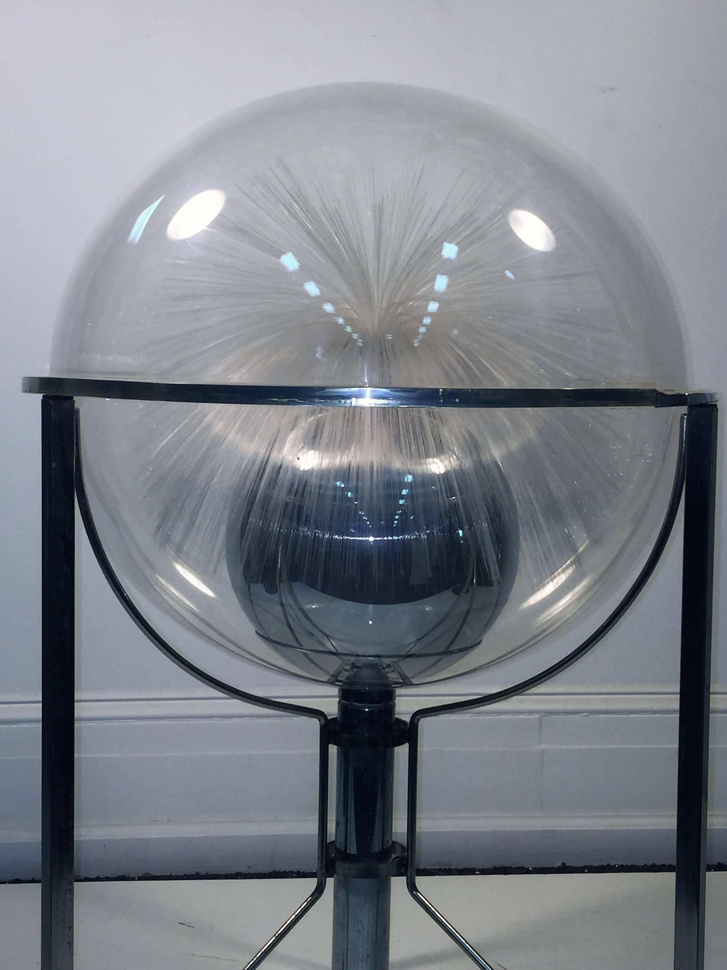 Rotating Changing Color Spectrum Optic Fiber Plexiglass Sphere on Modernist Base For Sale 1