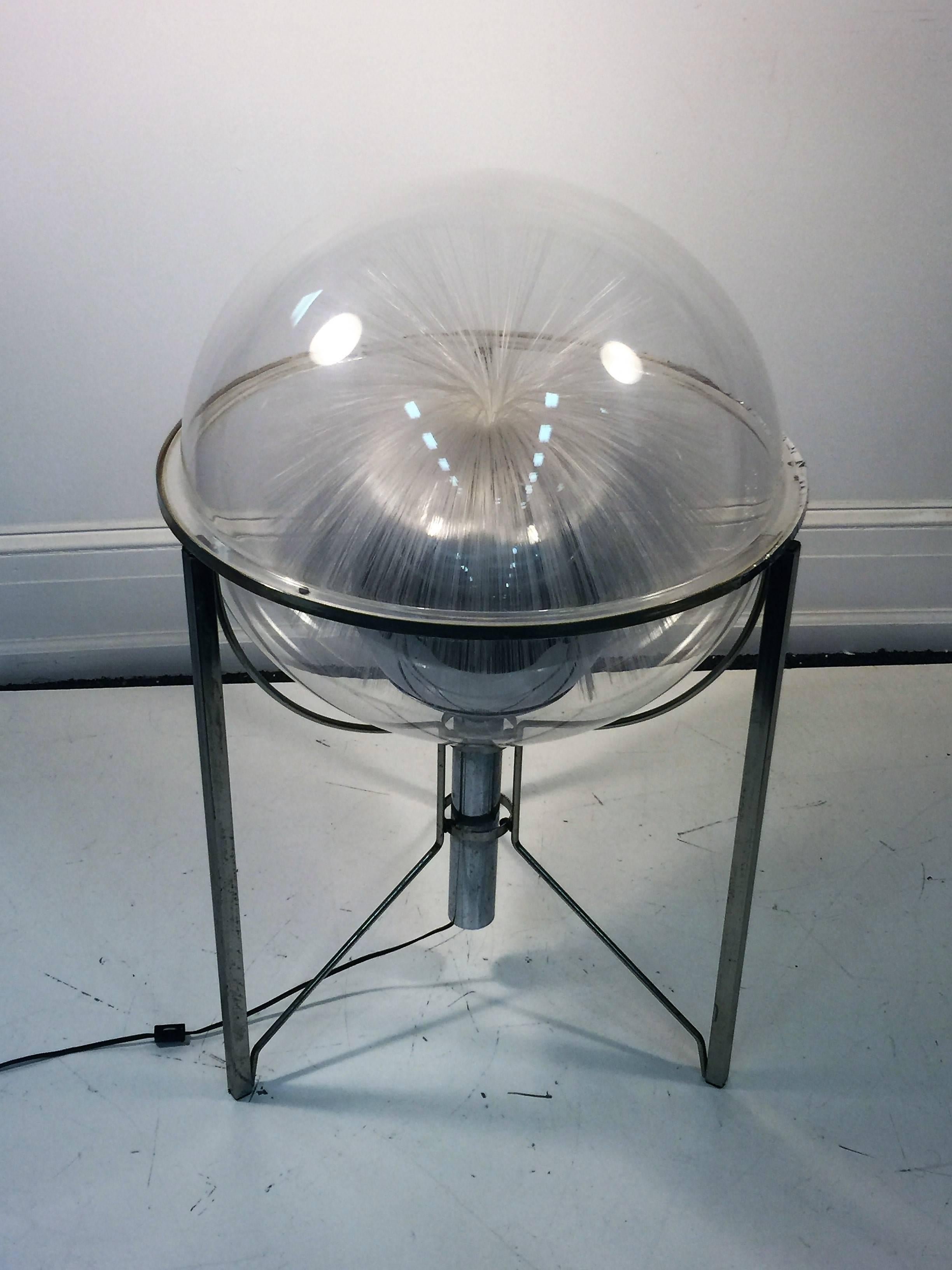 Rotating Changing Color Spectrum Optic Fiber Plexiglass Sphere on Modernist Base For Sale 3