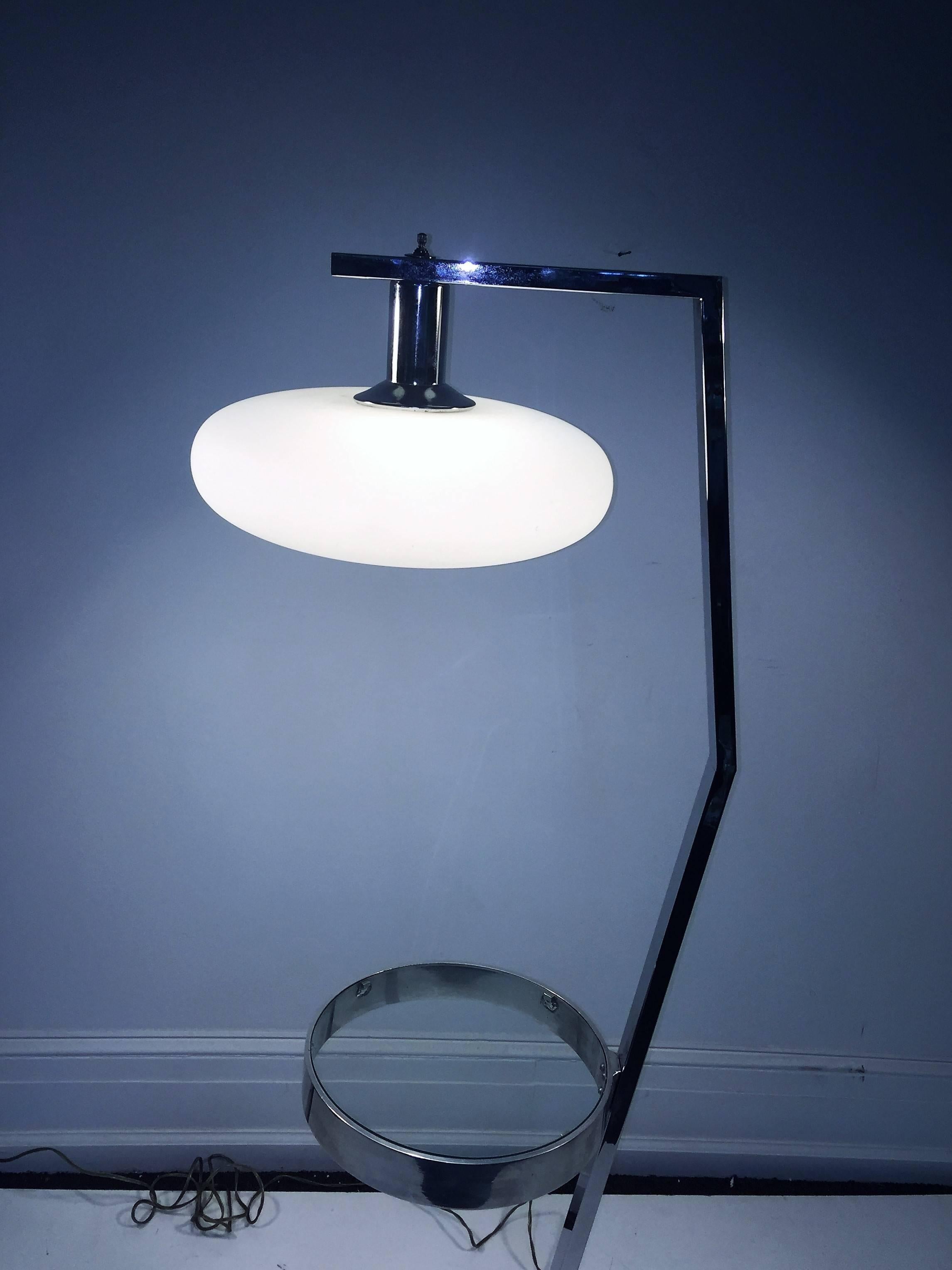 Late 20th Century  Fantastic Modernist Italian Marble & Chrome Cocktail Table Floor Lamp For Sale