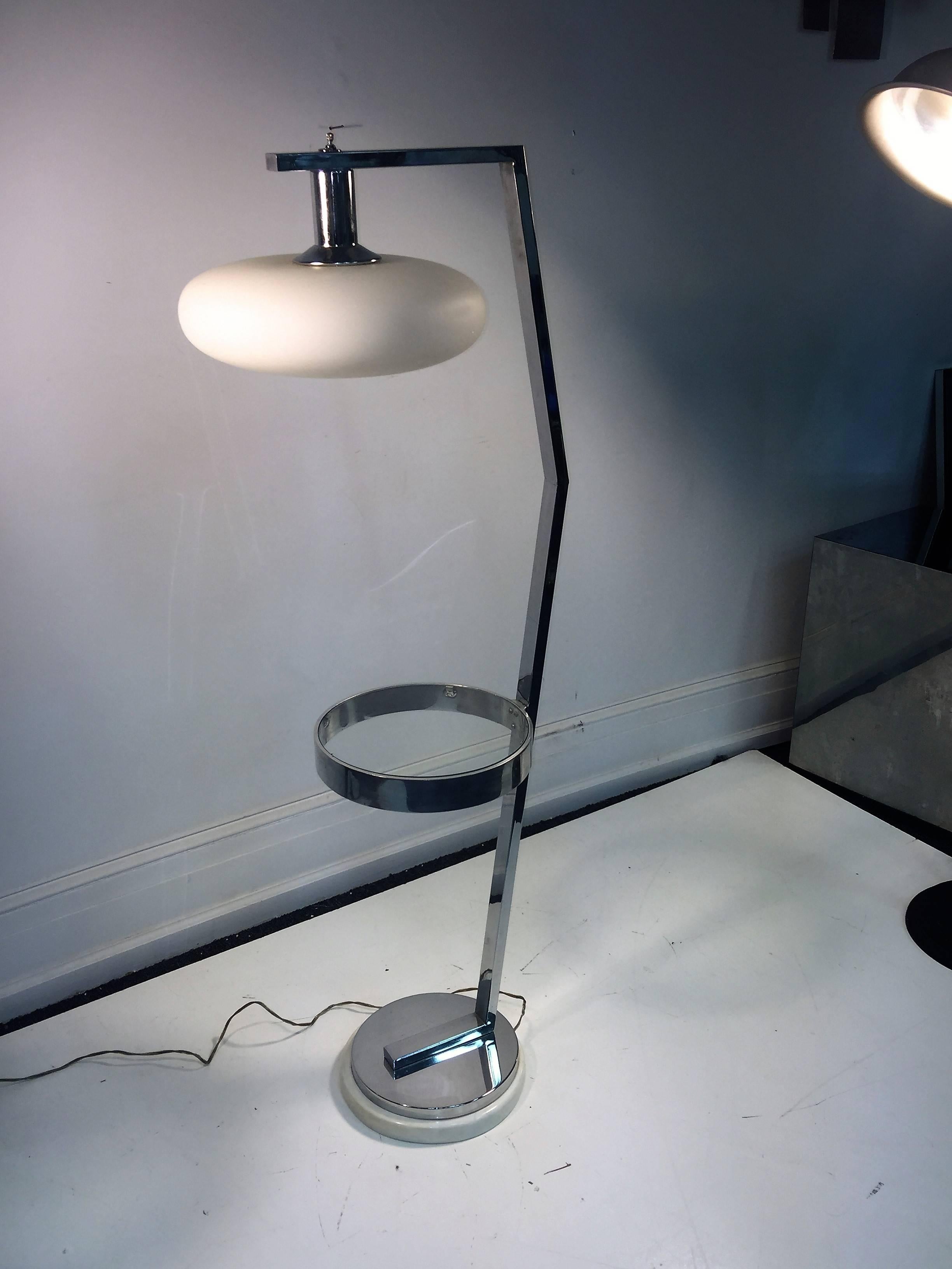  Fantastic Modernist Italian Marble & Chrome Cocktail Table Floor Lamp For Sale 3