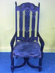 Rare Pair of Chinese Elaborately Carved 19th Century Chairs