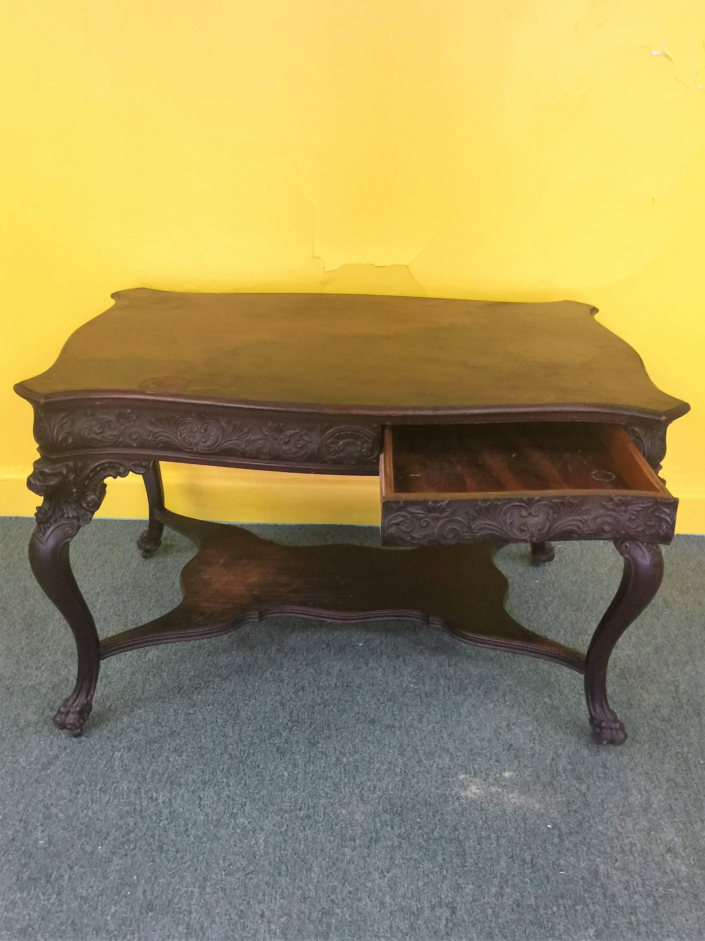  Beautiful19th Century Lions Head and Claw Foot Partners Desk For Sale 3