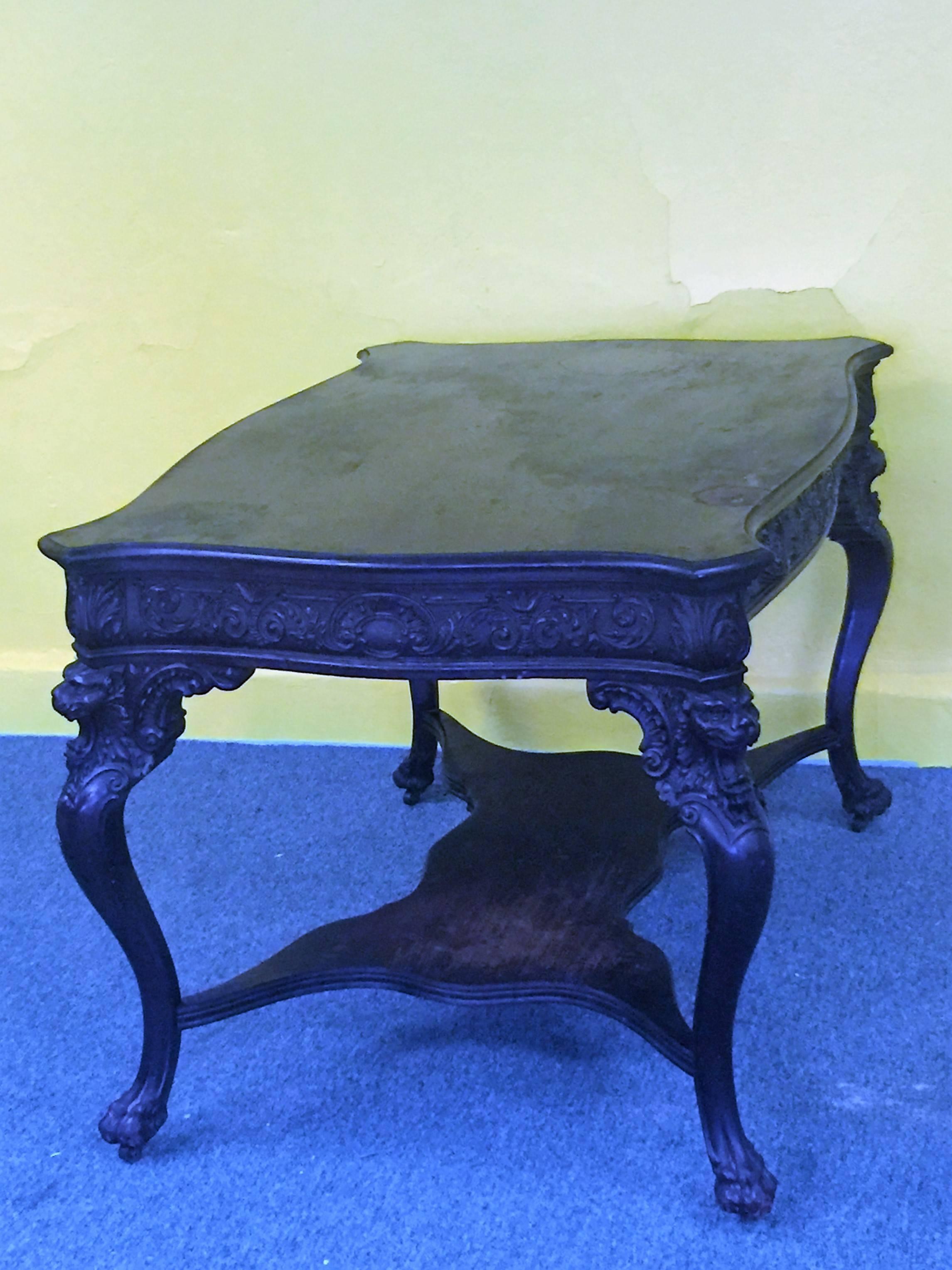  Beautiful19th Century Lions Head and Claw Foot Partners Desk For Sale 4