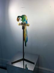 Colorful Cenedese Elaborate Murano Glass Parrot on Brass Stand