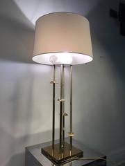 Terrific Tommi Parzinger Style Brass and Chrome Table Lamp