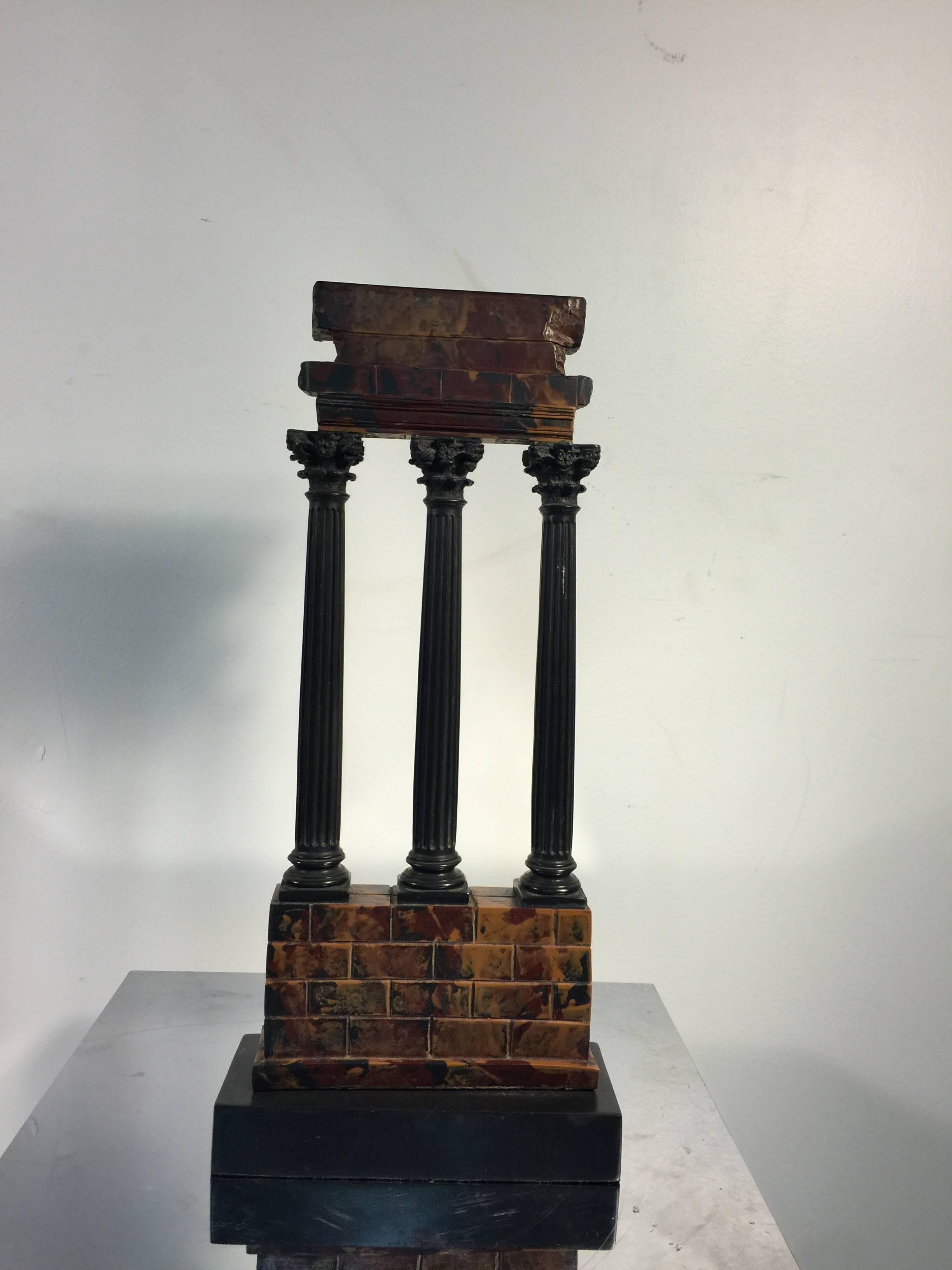 Classical Roman Set of Two of Roman Style Grand Tour Models of Ancient Temple Ruins or Columns For Sale
