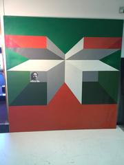 Great Op-Art Painting with Portrait by Philadelphia Artist Charles Domsky