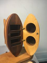 Magnificent Modern Striped Fish Exotic Wood Jewelry Box or Sculpture