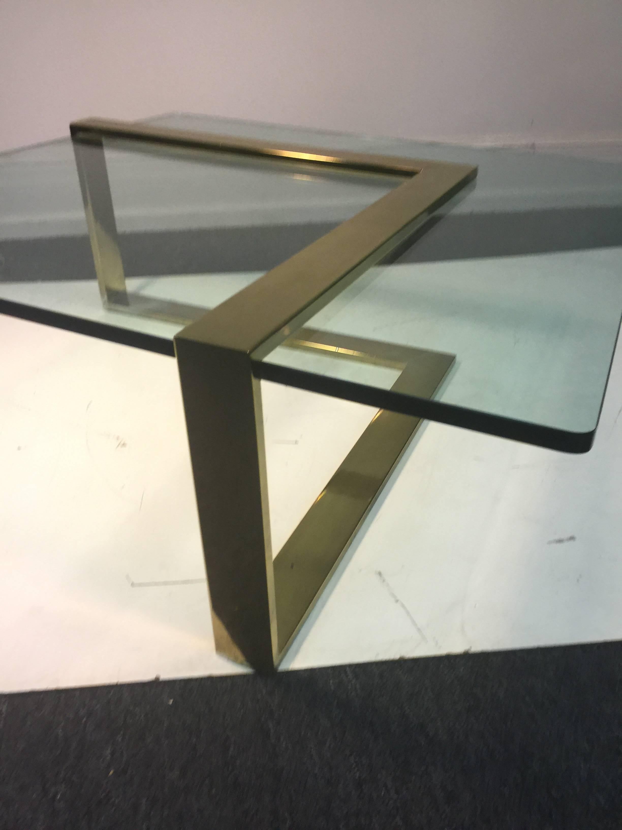 American Sensational L-Shape Coffee / Cocktail Table in Brass by Pace Collection For Sale