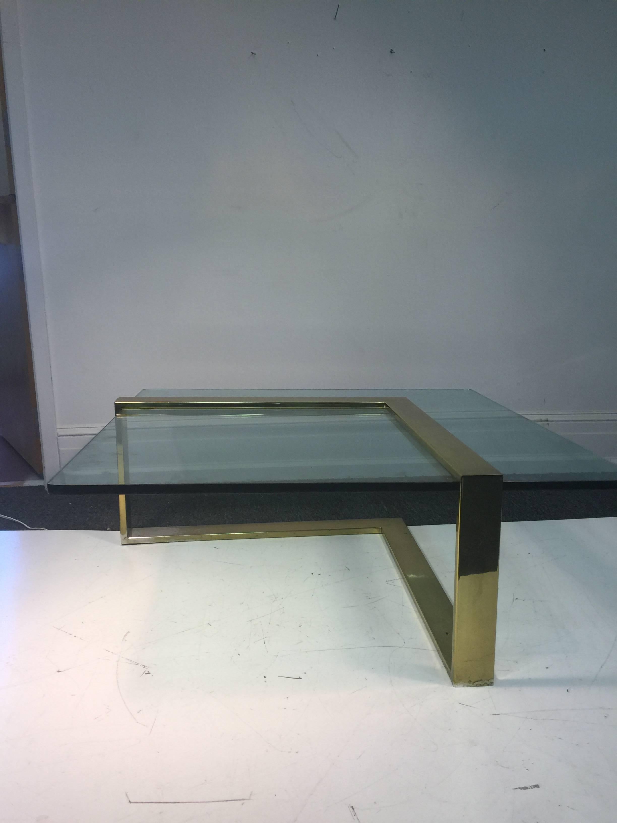 Late 20th Century Sensational L-Shape Coffee / Cocktail Table in Brass by Pace Collection For Sale