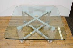 Sensational Karl Springer Style Coffee or Cocktail Table in Lucite and Chrome