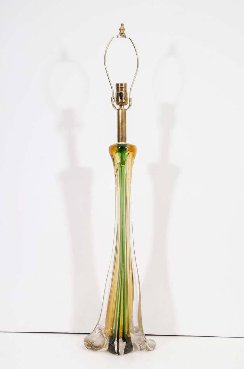 Beautiful Pair of Cenedese Murano Glass Table Lamps In Good Condition For Sale In Mount Penn, PA