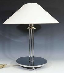 Sleek Pair of Modernist Chrome Table Lamps