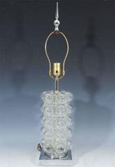 Super Pair of "Bubble" Murano Glass Table Lamps by Seguso with Chrome Base