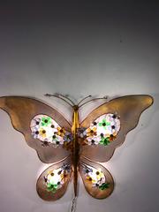 Gorgeous Italian Gilded and Crystal Illuminated Butterfly Wall Hanging