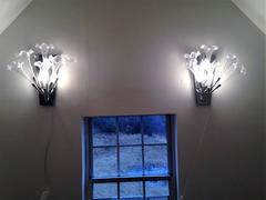 Exceptional Pair of 1970s Modernist Murano Glass Flower Form Sconces