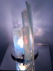 Exceptional Sculptural Opal Blue Murano Lamp by Mazzega