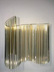 Wonderful Curtis Jere Kinetic Wave Form Chrome and Brass Wall Sculpture