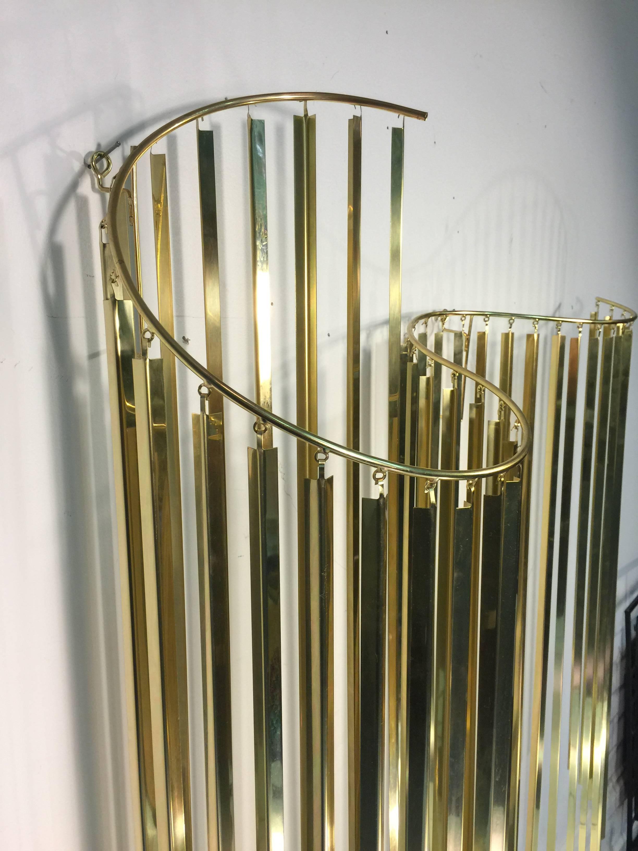 20th Century Wonderful Curtis Jere Kinetic Wave Form Chrome and Brass Wall Sculpture For Sale