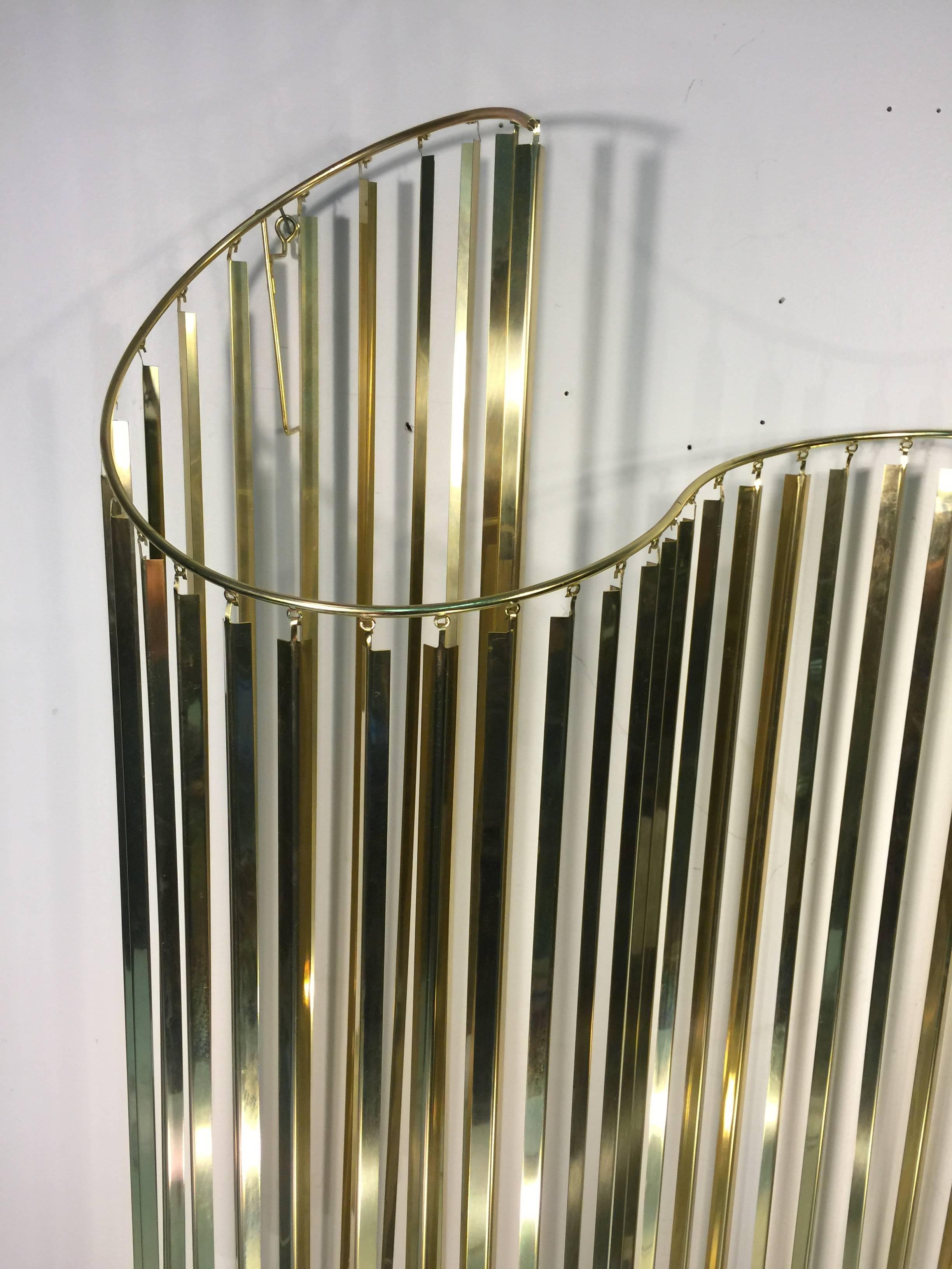 Wonderful Curtis Jere Kinetic Wave Form Chrome and Brass Wall Sculpture For Sale 1